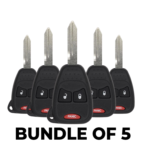 5 x 2004-2017 Chrysler Dodge Jeep / 3-Button Remote Head Key / OHT692427AA (BUNDLE OF 5)
