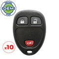 10 x 2005-2007 GM / 3-Button Keyless Entry Remote / PN: 15100811 / KOBGT04A (OEM Recase)