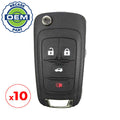 10 x 2010-2019 Chevrolet / 4-Button Flip Key HS / non PEPS / PN: 13504200 / OHT01060512 / OHT05918179 (OEM Recase)