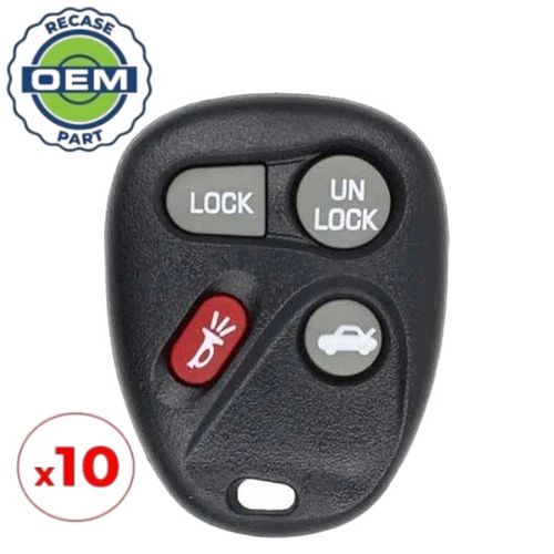10 x 1997-2000 GM / 4-Button Keyless Entry Remote / PN: 10246215 / ABO0204T (OEM Recase)