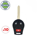 10 x 2003-2019 Nissan / 3-Button Remote Head Key / PN: H0561-C993A / CWTWB1U751(OEM Recase)