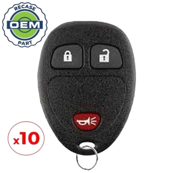 10 x 2005-2011 GM / 3-Button Keyless Entry Remote / PN: 15777636 / KOBGT04A (OEM Recase)