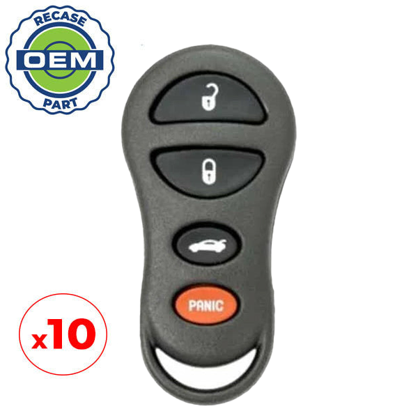 10 x 1998-2000 Chrysler Dodge / 4-Button Keyless Entry Remote / PN: 4602268 / GQ43VT9T (OEM Recase)