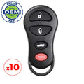 10 x 2000-2005 Dodge Chrysler / 4-Button Keyless Entry Remote / PN: 04759008 / GQ43VT9T (OEM Recase)