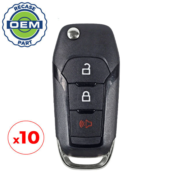 10 x 2015-2019 Ford / 3-Button Flip Key / PN: 164-R8130 / N5F-A08TAA (OEM Recase)