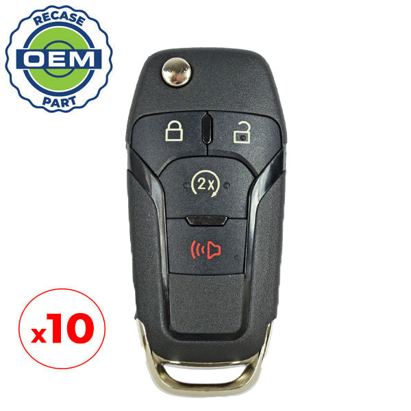 10 x 2015-2022 Ford F-Series Raptor Ranger / 4-Button Flip Key / PN: 164-R8134 / N5F-A08TDA (Chip 128 Bit) (OEM Recase)