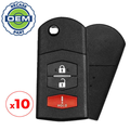 10 x 2006-2015 Mazda / 3-Button Flip Key / PN: CC43-67-5RYC / BGBX1T478SKE125-01 (OEM Recase)