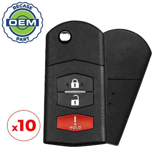 10 x 2006-2015 Mazda / 3-Button Flip Key / PN: CC43-67-5RYC / BGBX1T478SKE125-01 (OEM Recase)