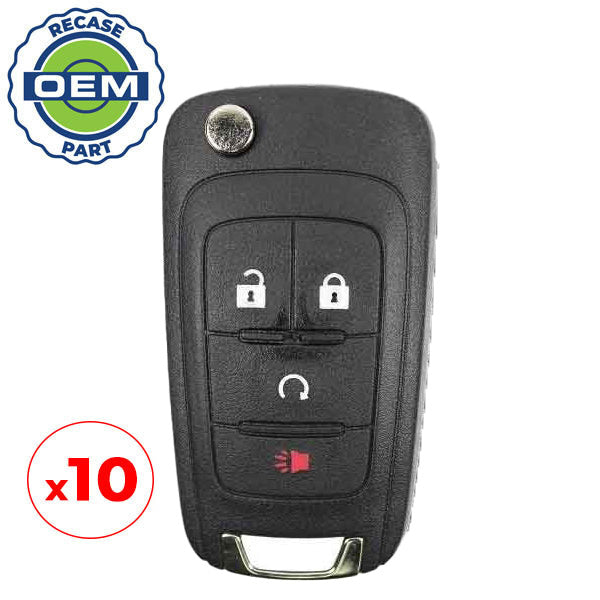 10 x 2012-2019 Chevrolet Sonic / 4-Button Remote Flip Key / PN: 13584829 / KR55WK50073 (OEM Recase)