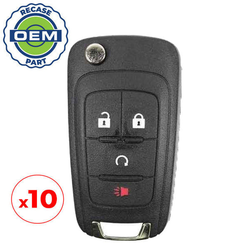 10 x 2012-2019 Chevrolet Sonic / 4-Button Remote Flip Key / PN: 13584829 / KR55WK50073 (OEM Recase)