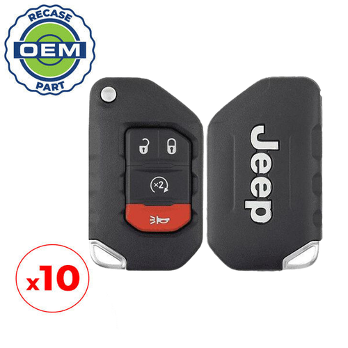 10 x 2018-2019 Jeep Wrangler / 4-Button Smart Flip Key / PN: 68416784AA / OHT1130261 / SIP22 (OEM Recase)