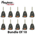 10 x 2005-2010 Chrysler Dodge Jeep / 4-Button Remote Head Key / KOBDT04A (AFTERMARKET) (Bundle of 10)