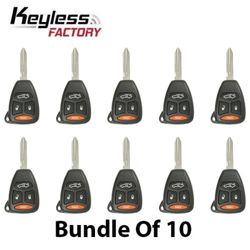10 x 2005-2010 Chrysler Dodge Jeep / 4-Button Remote Head Key / KOBDT04A (AFTERMARKET) (Bundle of 10)