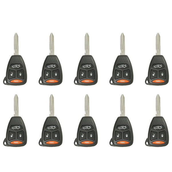 10 x 2005-2010 Chrysler Dodge Jeep / 4-Button Remote Head Key / KOBDT04A (AFTERMARKET) (Bundle of 10)