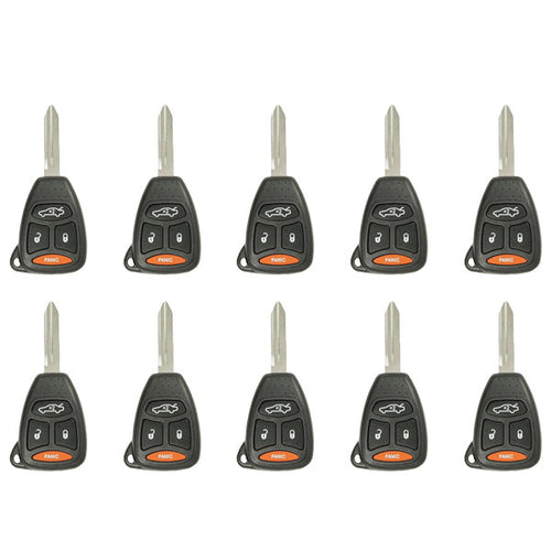10 x 2005-2010 Chrysler Dodge Jeep / 4-Button Remote Head Key / KOBDT04A (AFTERMARKET) (Bundle of 10)