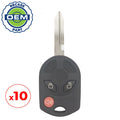 10 x 2007-2012 Lincoln Ford / 3-Button Remote Head Key / PN: 164-R7007 / OUCD6000022 (OEM Recase)