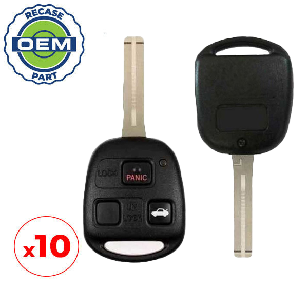 10 x 2001-2008 Lexus ES330 LS430 / 3-Button Remote Head Key / PN: 89070-33751 / HYQ12BBT (OEM Recase)
