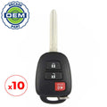 10 x 2012-2017 Toyota Prius C / 3-Button Remote Head Key / PN: 89070-52F60 / HYQ12BDM / G Chip (OEM Recase)