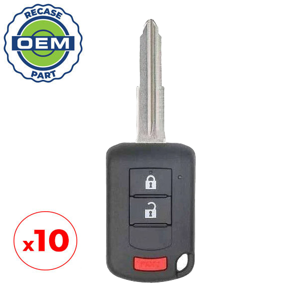 10 x 2010-2019 Mitsubishi Outlander Lancer / 3-Button Remote Head Key W/ Shoulder / PN: 6370B944 / OUCJ166N (OEM Recase)