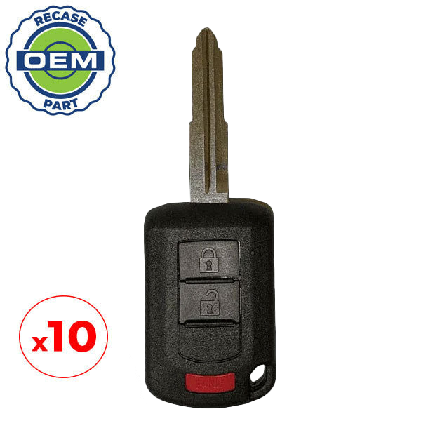 10 x 2013-2020 Mitsubishi Mirage / 3-Button Remote Head Key / PN: 6370B904 / OUCJ166N (OEM Recase)