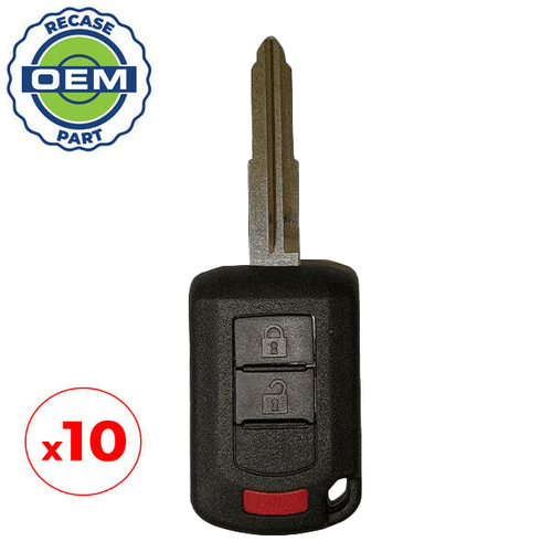 10 x 2013-2020 Mitsubishi Mirage / 3-Button Remote Head Key / PN: 6370B904 / OUCJ166N (OEM Recase)