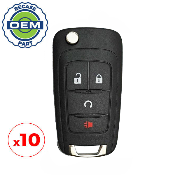 10 x 2013-2024 GM / 4-Button Flip Key / PN: 13585814 / AVL-B01T1AC (OEM Recase)