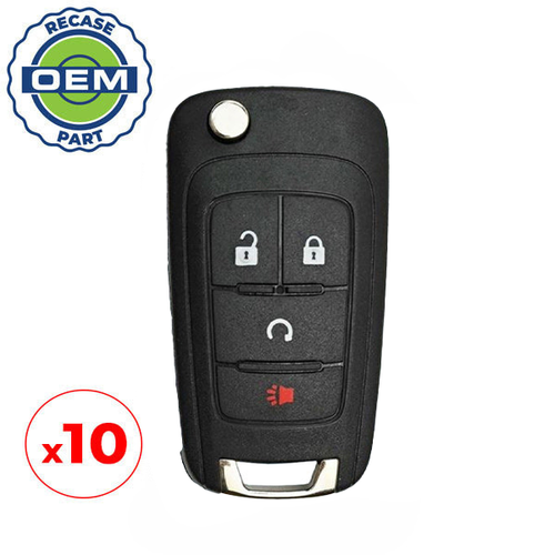 10 x 2013-2024 GM / 4-Button Flip Key / PN: 13585814 / AVL-B01T1AC (OEM Recase)