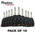 10 x 2004-2018 Chrysler Dodge Jeep / 4-Button Remote Head Key / OHT692427AA (Bundle of 10)