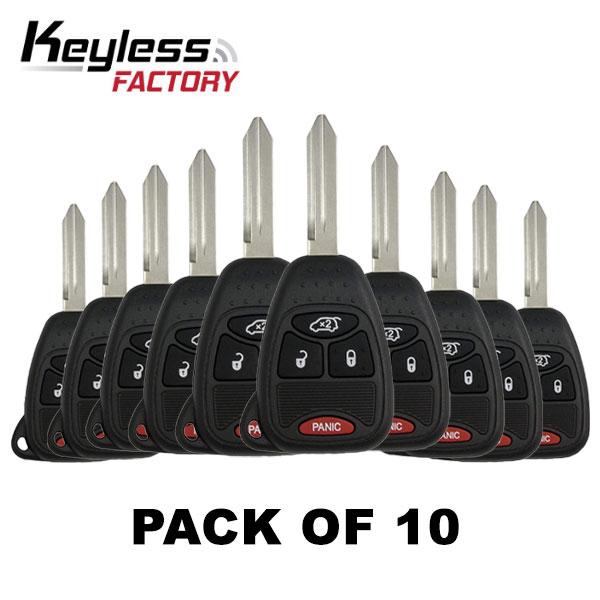10 x 2004-2018 Chrysler Dodge Jeep / 4-Button Remote Head Key / OHT692427AA (Bundle of 10)