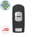 10 x 2012-2020 Mazda CX-3 / CX-5 / 3-Button Smart Key / PN: KDY3-67-5DY / WAZSKE13D02 (OEM Recase)