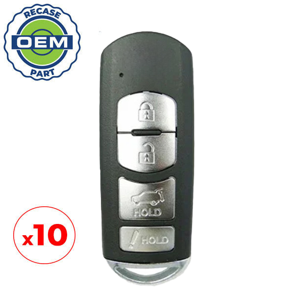 10 x 2016-2019 Mazda CX-5 CX-9 / 4-Buttons Smart Key / PN: TK52-67-5DY / WAZSKE13D02 (OEM Recase)
