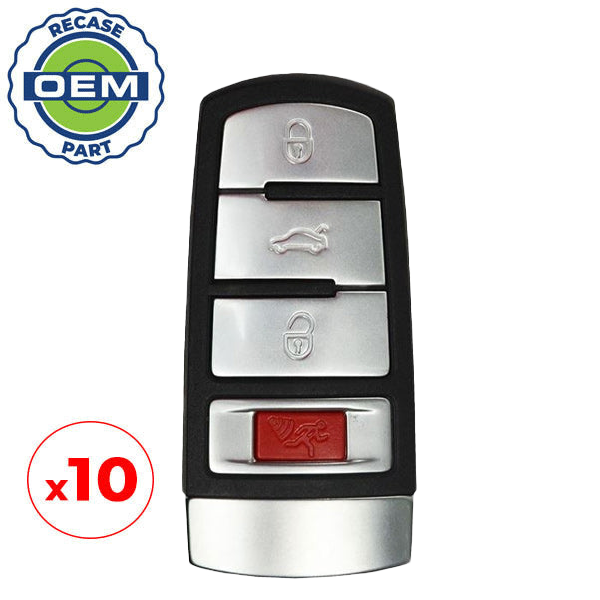10 x 2006-2015 Volkswagen / 4-Button Smart Key / PN: HLO 3C0 959 752 N / NBG009066T (OEM Recase)
