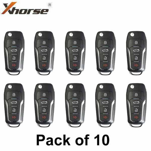 10 x Xhorse VVDI Super Remote / Ford Style / 4-Button Universal Flip Key w/ Super Chip (Pack of 10)