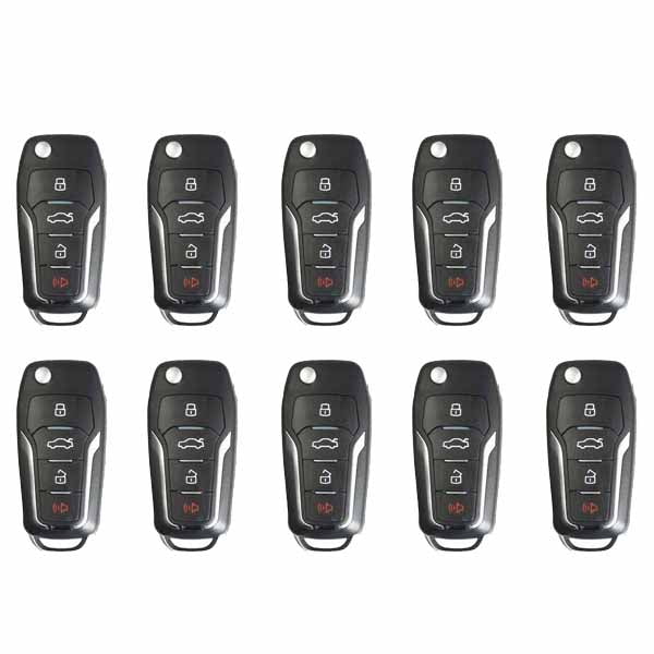 10 x Xhorse VVDI Super Remote / Ford Style / 4-Button Universal Flip Key w/ Super Chip (Pack of 10)
