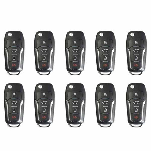 10 x Xhorse VVDI Super Remote / Ford Style / 4-Button Universal Flip Key w/ Super Chip (Pack of 10)