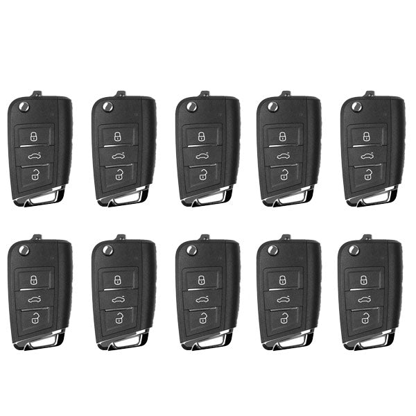10 x Xhorse - XEDM01EN - Super Remote / MQB Style / 3-Button Universal Flip Key / VVDI Super Chip for VVDI Tools (Pack o