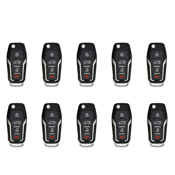 10 x Ford Style / 4-Button Universal Remote Key for VVDI Key Tool (Wired) (Pack of 10)