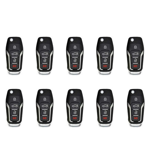 10 x Ford Style / 4-Button Universal Remote Key for VVDI Key Tool (Wired) (Pack of 10)