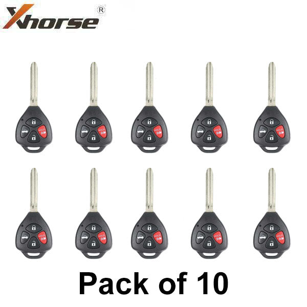 10 x Xhorse - Toyota Style / 4-Button Universal Remote Head Key for VVDI Key Tools (Wired) (Pack of 10) (Replacement For