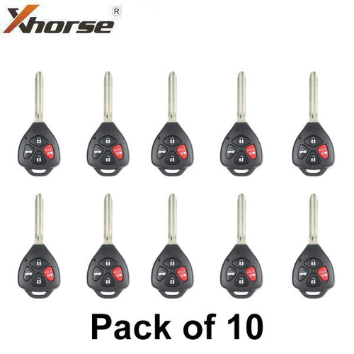 10 x Xhorse - Toyota Style / 4-Button Universal Remote Head Key for VVDI Key Tools (Wired) (Pack of 10) (Replacement For