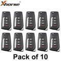 10 x Xhorse - Toyota Style / 4-Button Universal Remote Flip Key for VVDI Key Tools (Wired) (Pack of 10) (Replacement For