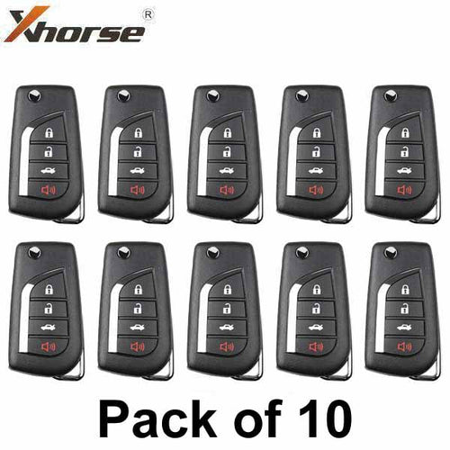 10 x Xhorse - Toyota Style / 4-Button Universal Remote Flip Key for VVDI Key Tools (Wired) (Pack of 10) (Replacement For