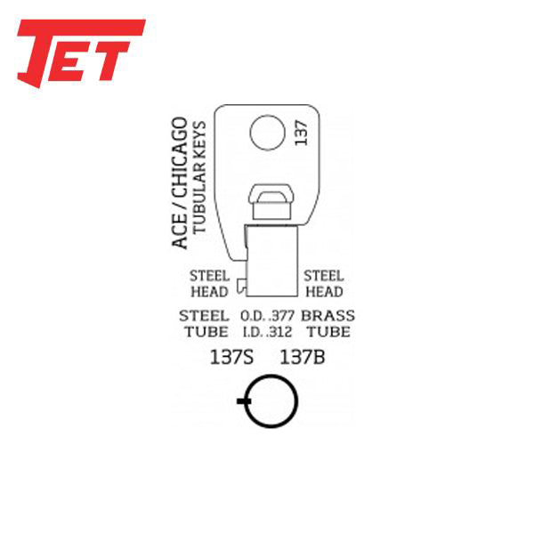 JET - 137B Ace Chicago - Tubular Key - Brass