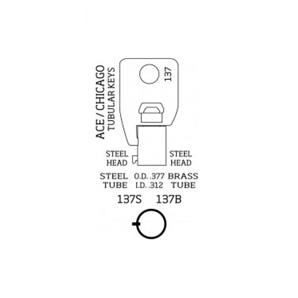 JET - 137B Ace Chicago - Tubular Key - Brass