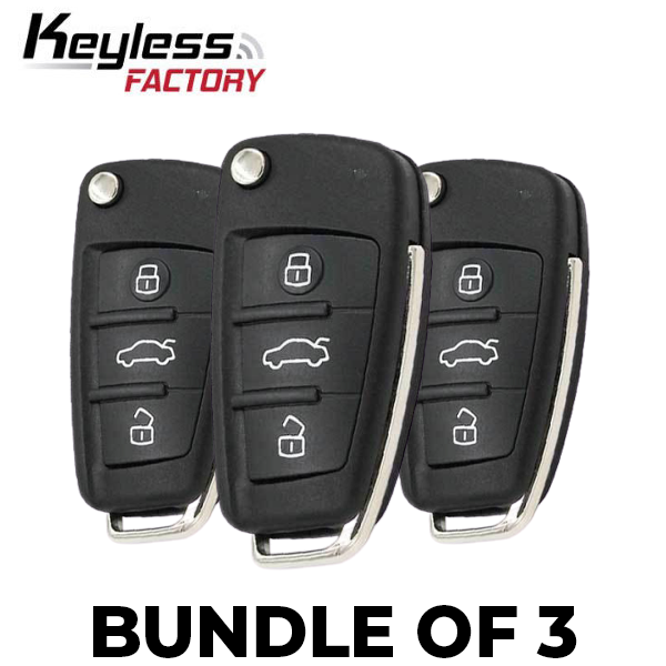 3 x 2006-2015 Audi / 3-Button Flip Key / PN: 0657660023S/ IYZ 3314 / 315 MHz (Bundle of 3)