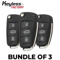 3 x 2006-2015 Audi / 3-Button Flip Key / PN: 0657660023S/ IYZ 3314 / 315 MHz (Bundle of 3)