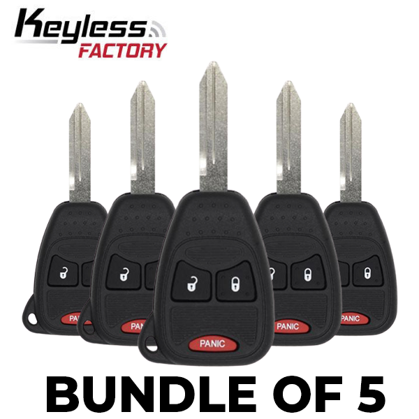 5 x 2004-2017 Chrysler Dodge Jeep / 3-Button Remote Head Key / OHT692427AA (BUNDLE OF 5)