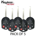 5 x 2012-2019 Ford / 4-Button Remote Head Key / OUCD6000022 (AFTERMARKET) (PACK OF 5)