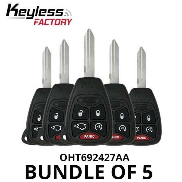 5 x 2006-2014 Jeep / Dodge / Chrysler / 5-Button Remote Head Key / OHT692427AA (Bundle of 5)