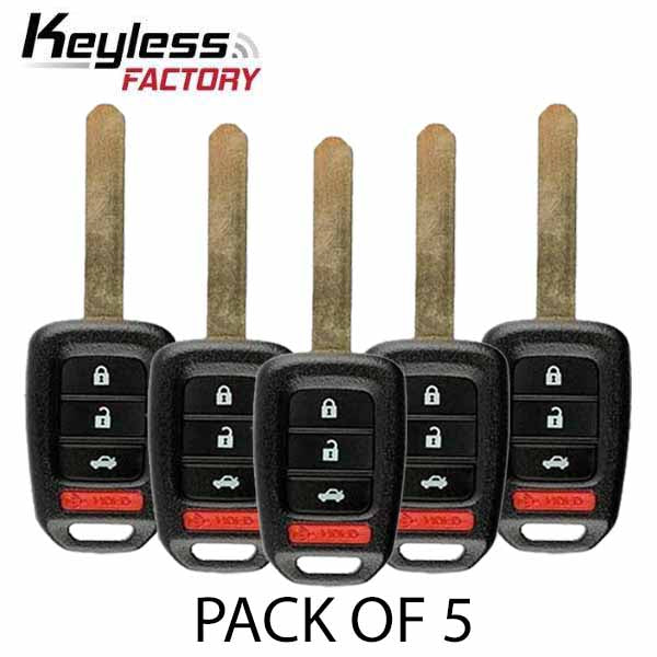 5 x 2013-2015 Honda Accord / Civic / 4-Button Remote Head Key / MLBHLIK6-1T (G-Chip) (AFTERMARKET) (PACK OF 5)